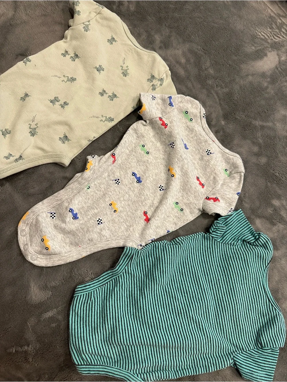 Unbranded Kids Short-Sleeve Bodysuit Trio - Green, Gray, Teal